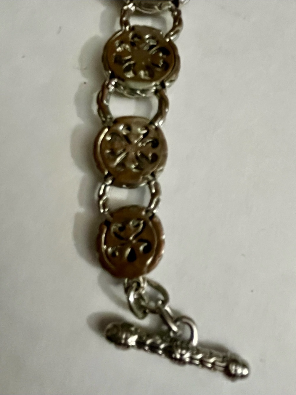 Silver-Tone Hammered Disc Link Bracelet - Unbranded - Picture 3 of 5